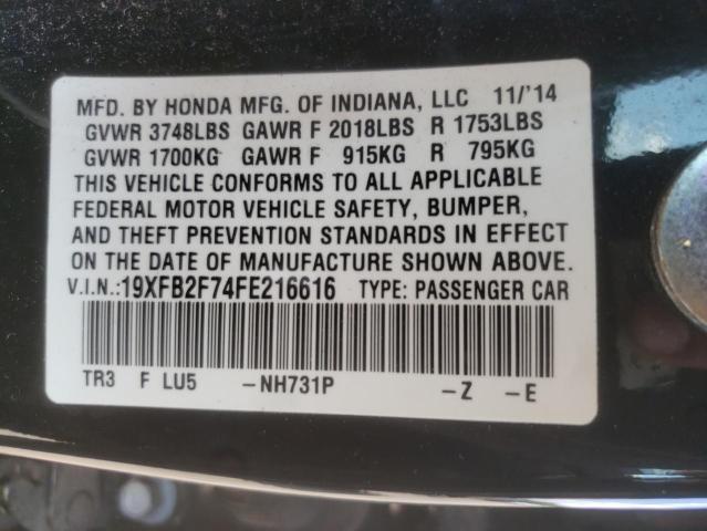 Photo 10 from auction – 2015 HONDA CIVIC SE with VIN 19XFB2F74FE216616
