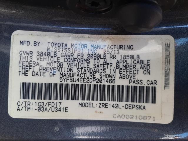Photo 10 from auction – 2013 TOYOTA COROLLA BA with VIN 5YFBU4EE2DP201466