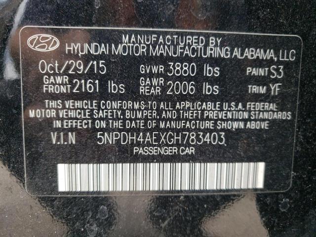 Photo 10 from auction – 2016 HYUNDAI ELANTRA SE with VIN 5NPDH4AEXGH783403