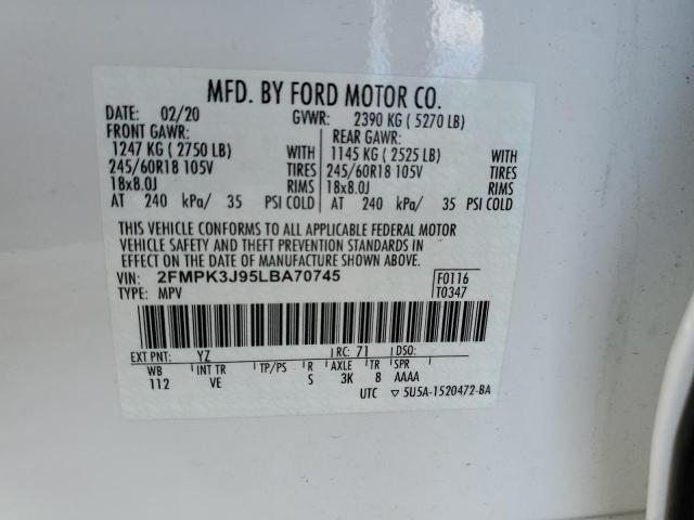 Photo 10 from auction – 2020 FORD EDGE SEL with VIN 2FMPK3J95LBA70745