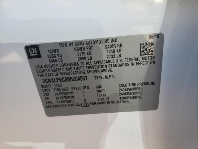 Photo 10 from auction – 2011 CHEVROLET EQUINOX LT with VIN 2CNALPEC0B6204987