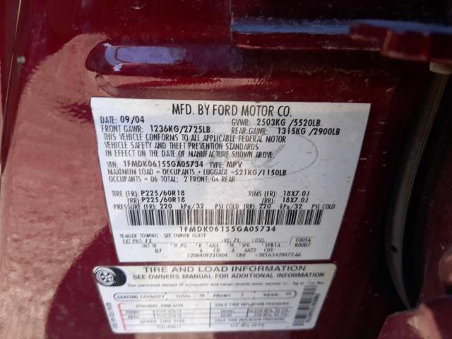 Photo 10 from auction – 2005 FORD FREESTYLE with VIN 1FMDK06155GA05734