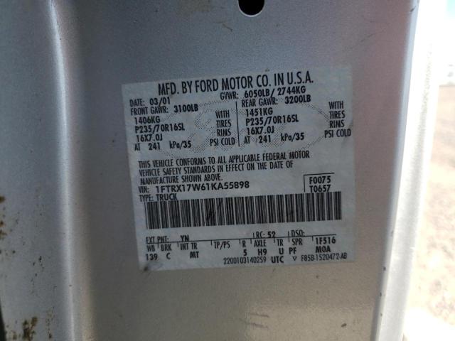 Photo 10 from auction – 2001 FORD F150 with VIN 1FTRX17W61KA55898