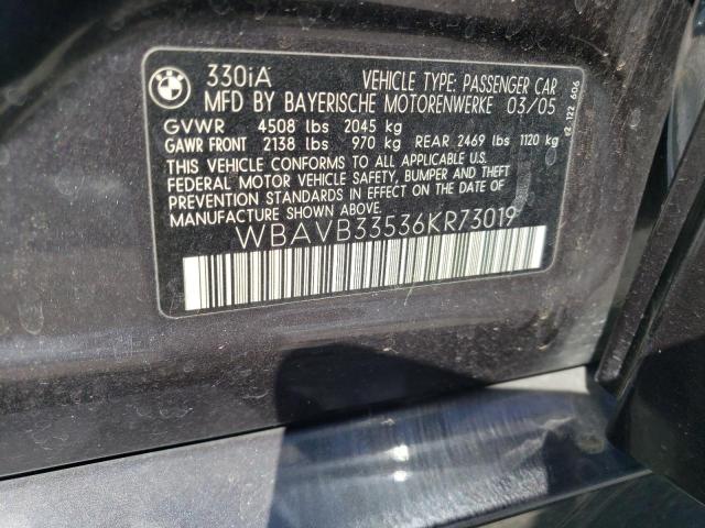 Photo 10 from auction – 2006 BMW 330I with VIN WBAVB33536KR73019