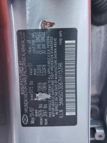 Photo 10 from auction – 2007 HYUNDAI SANTA FE G with VIN 5NMSG13D67H115396