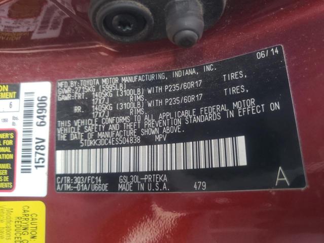 Photo 10 from auction – 2014 TOYOTA SIENNA LE with VIN 5TDKK3DC4ES504838