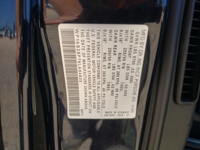Photo 10 from auction – 2006 PORSCHE CAYENNE S with VIN WP1AB29P76LA64830