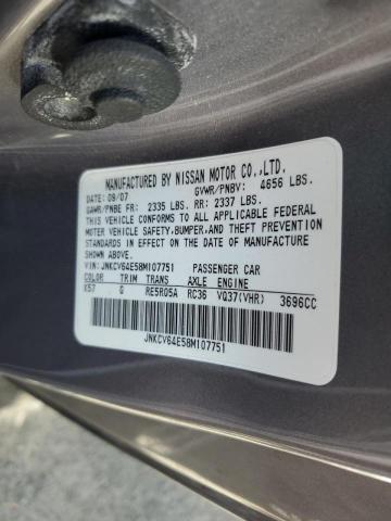 Photo 10 from auction – 2008 INFINITI G37 BASE with VIN JNKCV64E58M107751