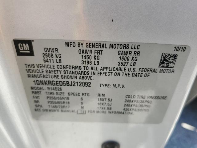 Photo 10 from auction – 2011 CHEVROLET TRAVERSE L with VIN 1GNKRGED5BJ212092