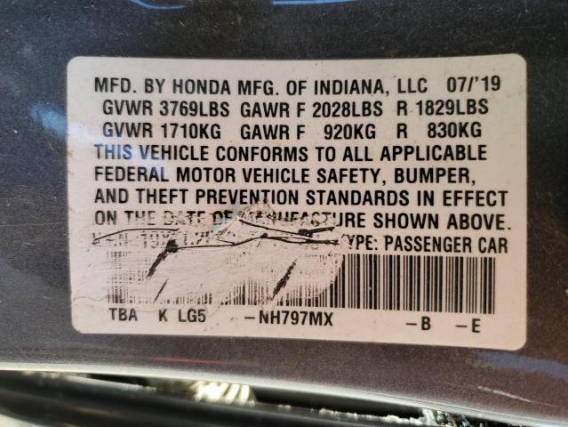 Photo 10 from auction – 2019 HONDA CIVIC LX with VIN 19XFC2F69KE212933