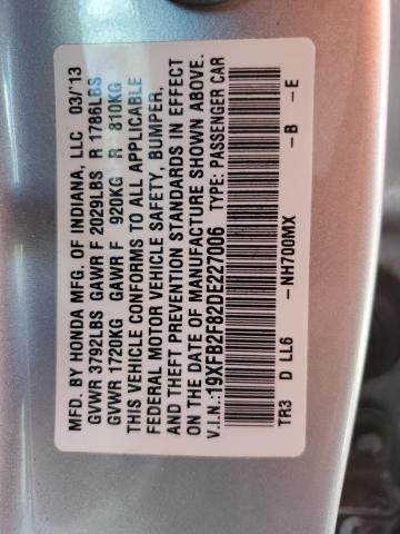 Photo 10 from auction – 2013 HONDA CIVIC EX with VIN 19XFB2F82DE227006