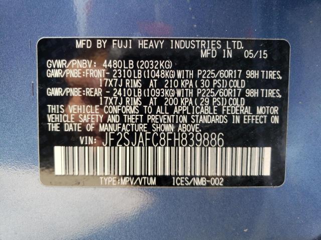 Photo 10 from auction – 2015 SUBARU FORESTER 2 with VIN JF2SJAFC8FH839886