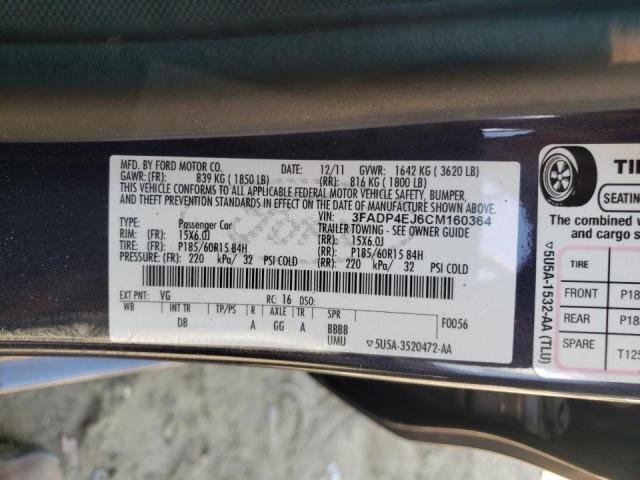 Photo 10 from auction – 2012 FORD FIESTA SE with VIN 3FADP4EJ6CM160364