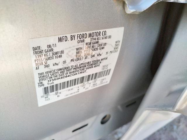 Photo 10 from auction – 2012 FORD EXPLORER X with VIN 1FMHK8D84CGA13627