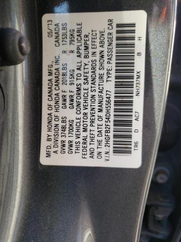 Photo 10 from auction – 2013 HONDA CIVIC LX with VIN 2HGFB2F54DH556477