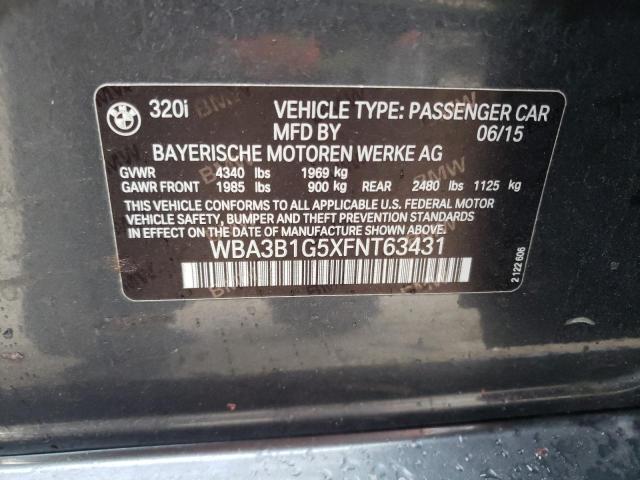 Photo 10 from auction – 2015 BMW 320 I with VIN WBA3B1G5XFNT63431