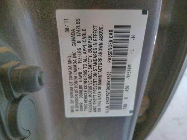 Photo 10 from auction – 2012 HONDA CIVIC LX with VIN 2HGFB2F50CH516525