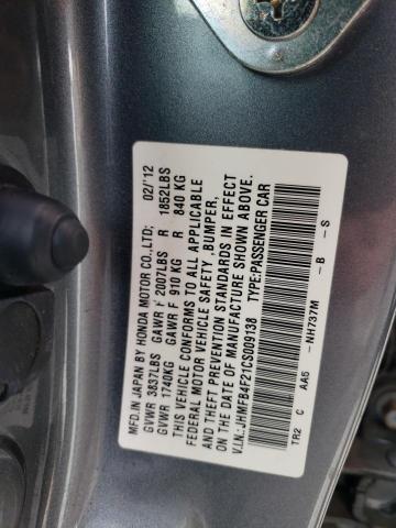 Photo 10 from auction – 2012 HONDA CIVIC HYBR with VIN JHMFB4F21CS009138