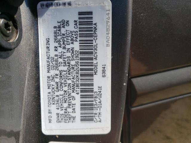 Photo 10 from auction – 2002 TOYOTA CAMRY LE with VIN 4T1BE32K82U561922