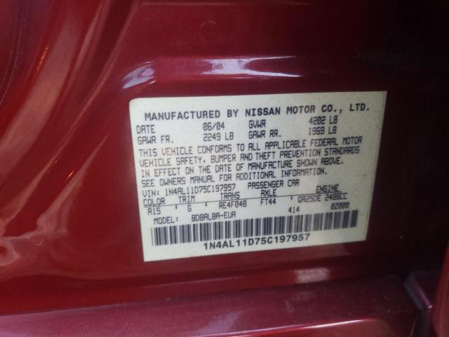 Photo 10 from auction – 2005 NISSAN ALTIMA S with VIN 1N4AL11D75C197957