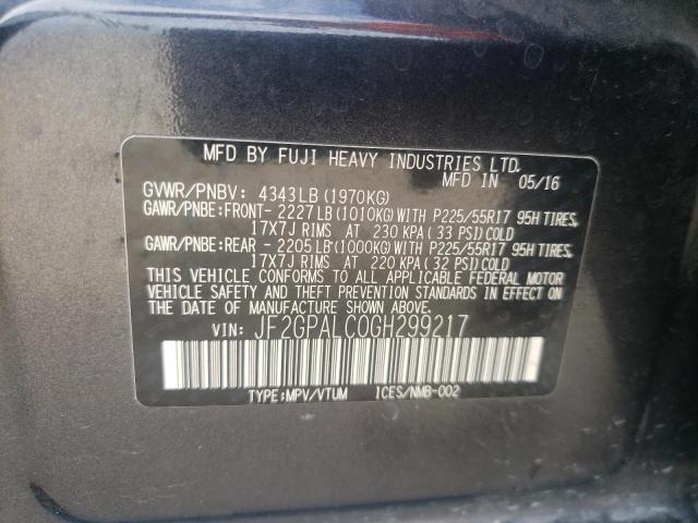Photo 10 from auction – 2016 SUBARU CROSSTREK with VIN JF2GPALC0GH299217