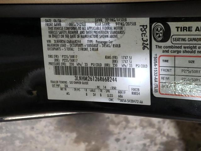 Photo 10 from auction – 2006 LINCOLN ZEPHYR with VIN 3LNHM26126R668244