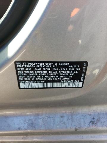 Photo 10 from auction – 2012 VOLKSWAGEN PASSAT SEL with VIN 1VWCM7A32CC103679