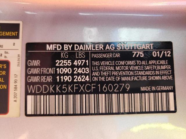 Photo 10 from auction – 2012 MERCEDES-BENZ E 350 with VIN WDDKK5KFXCF160279