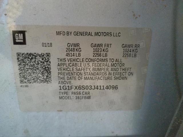 Photo 10 from auction – 2018 CHEVROLET BOLT EV PR with VIN 1G1FX6S03J4114096