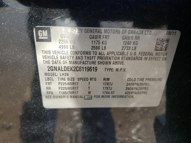 Photo 10 from auction – 2012 CHEVROLET EQUINOX LT with VIN 2GNALDEK2C6119619