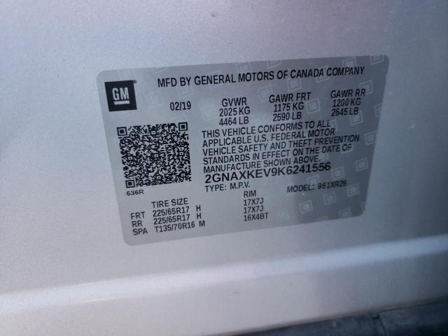 Photo 10 from auction – 2019 CHEVROLET EQUINOX LT with VIN 2GNAXKEV9K6241556