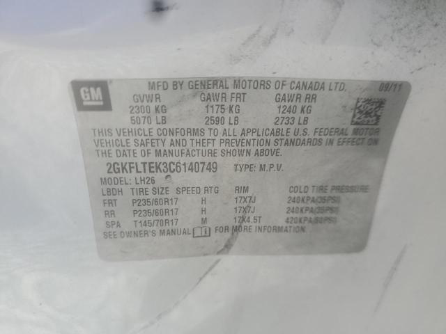 Photo 10 from auction – 2012 GMC TERRAIN SL with VIN 2GKFLTEK3C6140749
