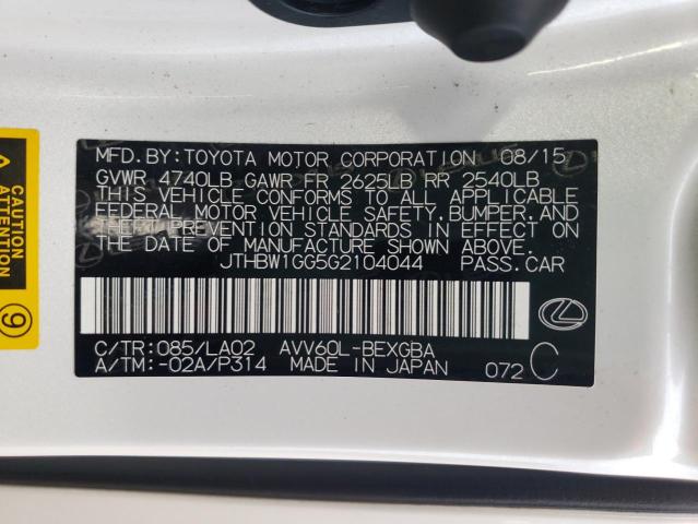 Photo 10 from auction – 2016 LEXUS ES 300H with VIN JTHBW1GG5G2104044