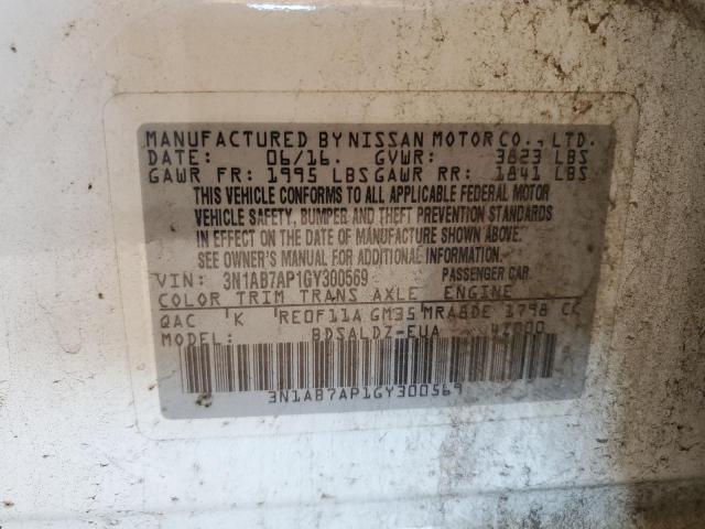 Photo 10 from auction – 2016 NISSAN SENTRA S with VIN 3N1AB7AP1GY300569
