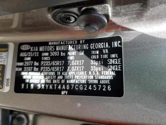 Zdjęcie 10 z aukcji – 2012 KIA SORENTO BA z VIN 5XYKT4A67CG245726