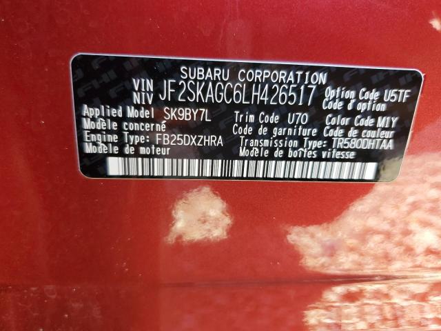 Photo 10 from auction – 2020 SUBARU FORESTER P with VIN JF2SKAGC6LH426517