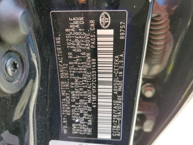 Photo 10 from auction – 2012 TOYOTA CAMRY BASE with VIN 4T1BF1FK7CU591488