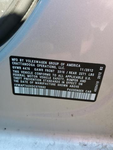 Photo 10 from auction – 2013 VOLKSWAGEN PASSAT S with VIN 1VWAP7A3XDC070592
