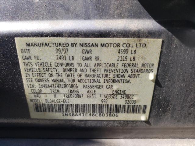 Photo 10 from auction – 2008 NISSAN MAXIMA SE with VIN 1N4BA41E48C803806