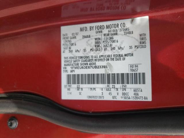 Photo 10 from auction – 2007 FORD EXPLORER X with VIN 1FMEU63E67UB23398