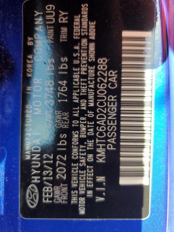 Photo 10 from auction – 2012 HYUNDAI VELOSTER with VIN KMHTC6AD2CU062288