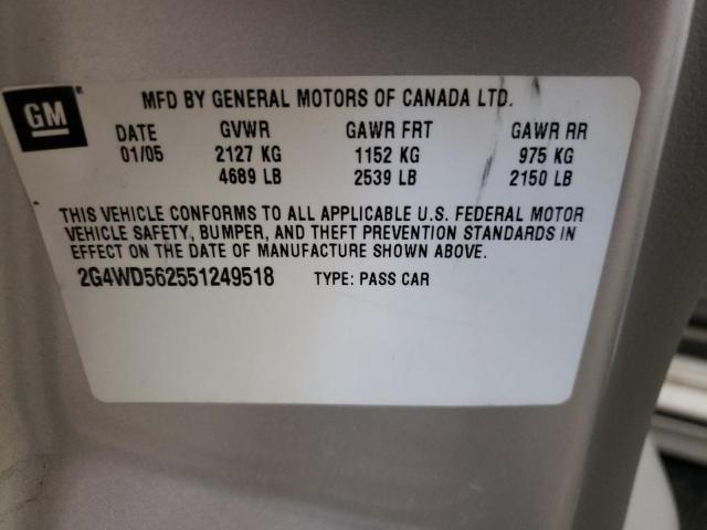 Photo 10 from auction – 2005 BUICK LACROSSE C with VIN 2G4WD562551249518