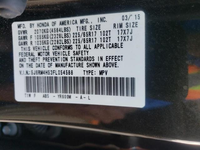 Photo 10 from auction – 2015 HONDA CR-V EX with VIN 5J6RM4H53FL054588