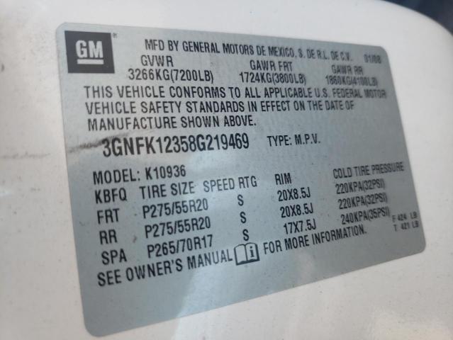 Photo 10 from auction – 2008 CHEVROLET AVALANCHE with VIN 3GNFK12358G219469