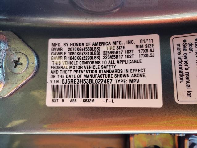 Photo 10 from auction – 2011 HONDA CR-V EX with VIN 5J6RE3H53BL022497