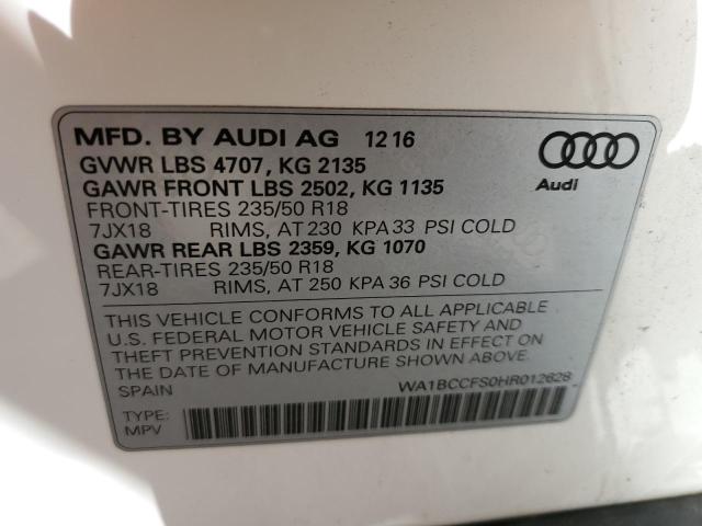 Photo 10 from auction – 2017 AUDI Q3 PREMIUM with VIN WA1BCCFS0HR012628