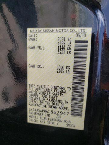 Photo 10 from auction – 2010 NISSAN MAXIMA S with VIN 1N4AA5AP8AC862947