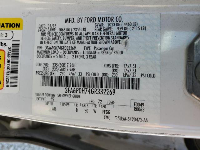 Photo 10 from auction – 2016 FORD FUSION SE with VIN 3FA6P0H74GR332269