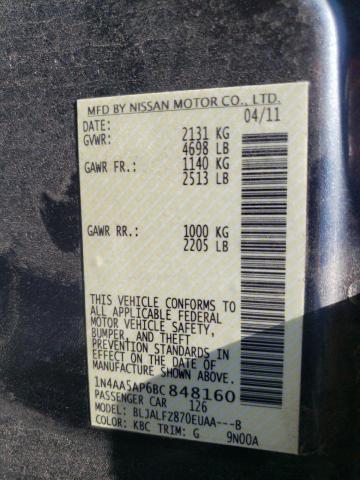 Photo 10 from auction – 2011 NISSAN MAXIMA S with VIN 1N4AA5AP6BC848160