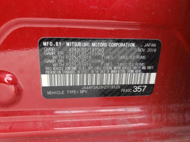 Photo 10 from auction – 2017 MITSUBISHI OUTLANDER with VIN JA4AP3AU3HZ019520
